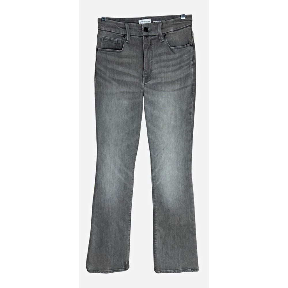 Women's Good American Sz 28 Good Classic High Rise Bootcut Gray Denim Jeans Stre